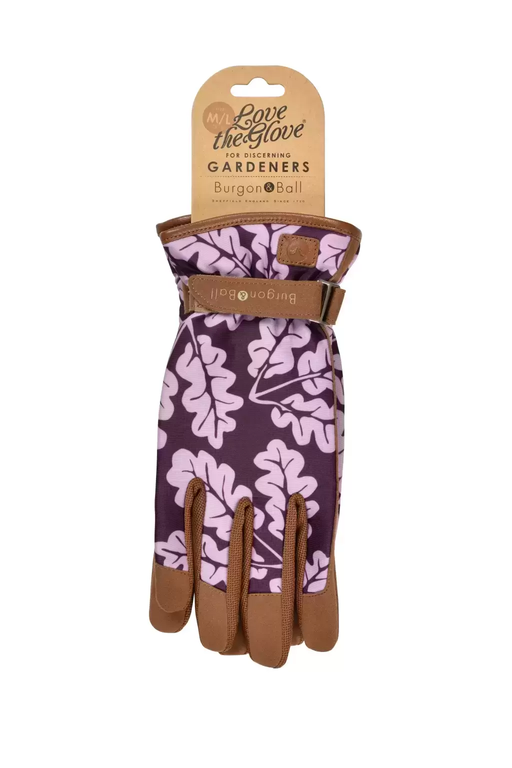 Burgon & Ball Oak Leaf Gloves - Plum S/M 4 Burgon & Ball Oak Leaf Gloves - Plum S/M - Image 2