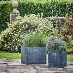 Ivyline Hampton Galvanised Square Planter - Large