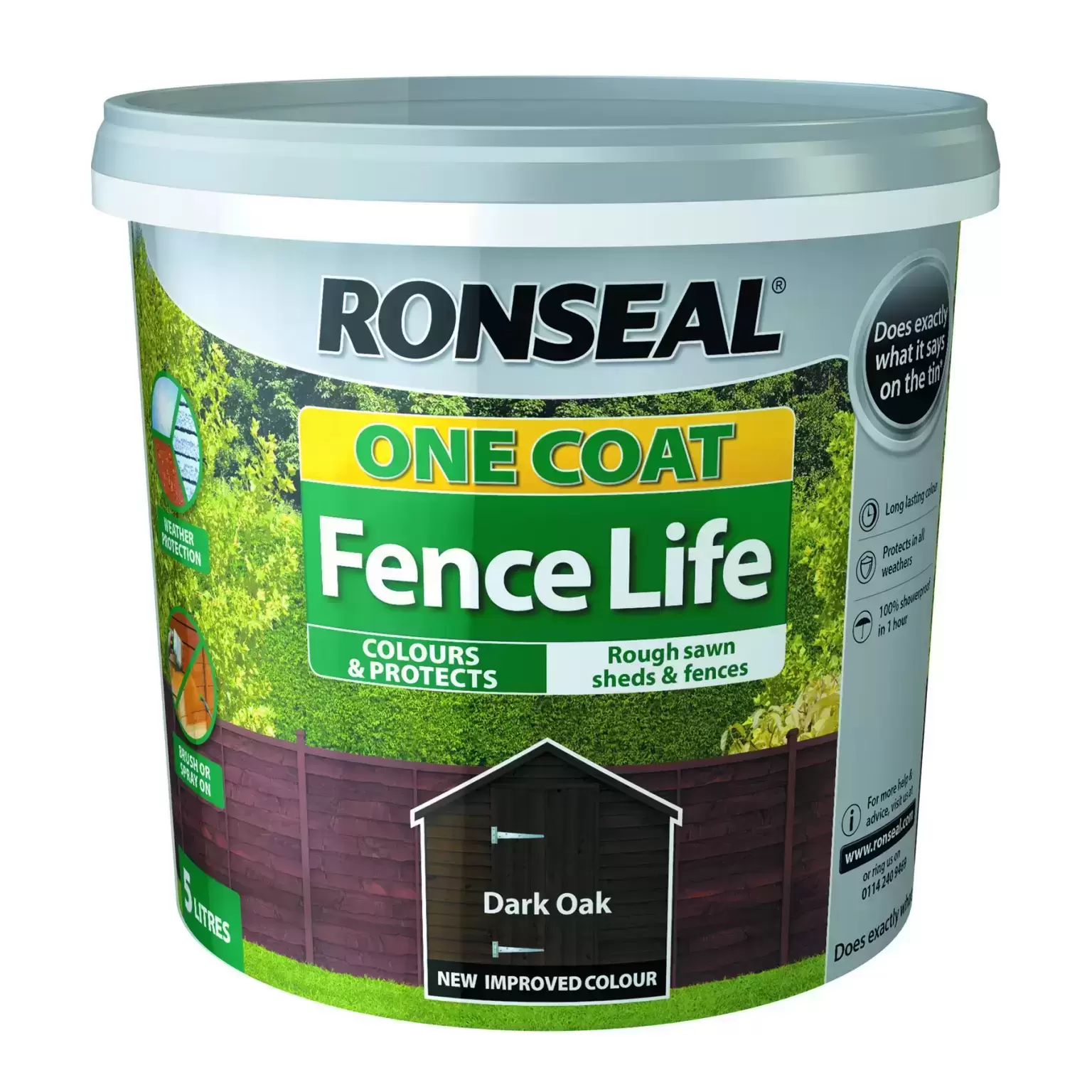 Ronseal One Coat Fencelife Dark Oak 5L 3 Ronseal One Coat Fencelife Dark Oak 5L