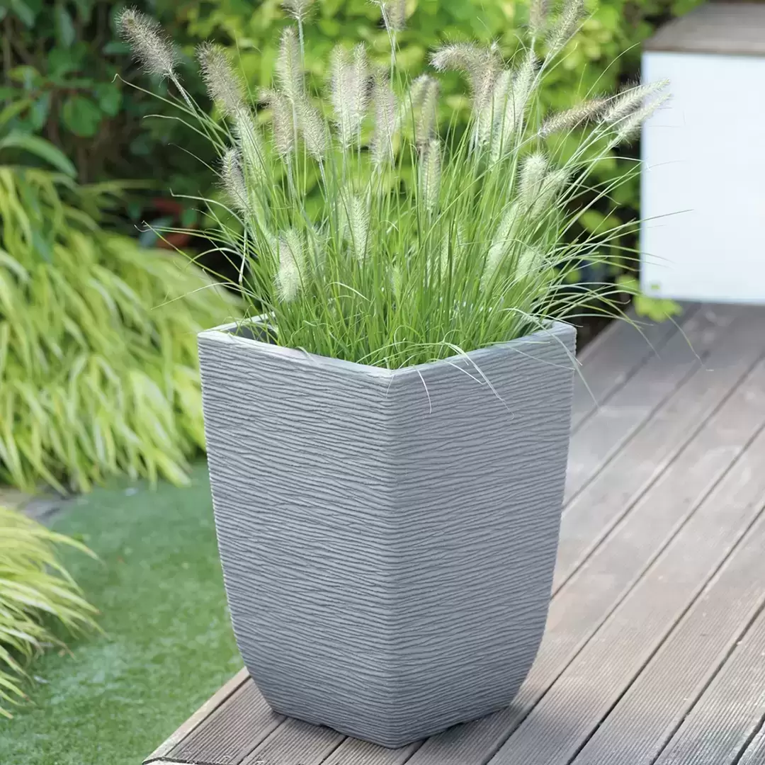 Stewart Cotswold Planter Tall Square 33cm Limestone Grey 3 Stewart Cotswold Planter Tall Square 33cm Limestone Grey