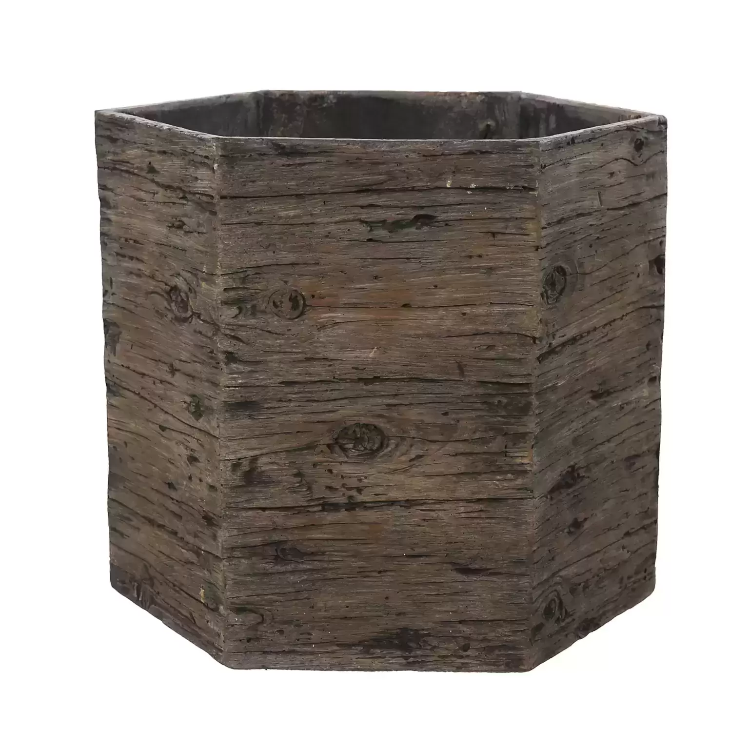 Woodlodge Driftwood Hexagon Pot 22cm 3 Woodlodge Driftwood Hexagon Pot 22cm